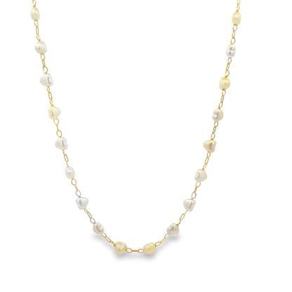 Tiny Heart Shaped Pearl Charm Link Bracelet