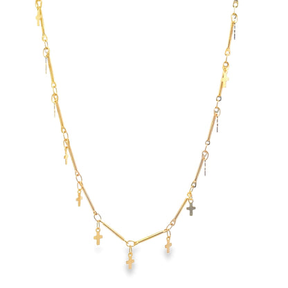 Bar Link Tiny Dangle Cross Charm Bracelet