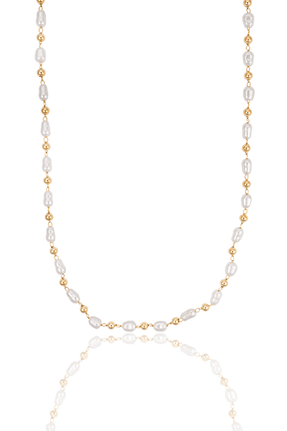 Abstract Pearl Bead Linked Bracelet
