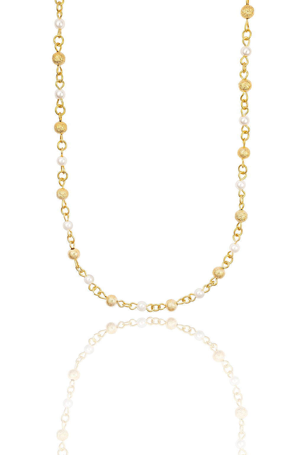 Sparkling Gold Bead and Pearl Link Bracelet