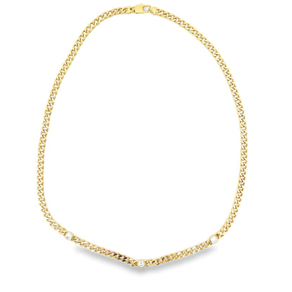 Thin Triple CZ Gemstone Cuban Link Bracelet