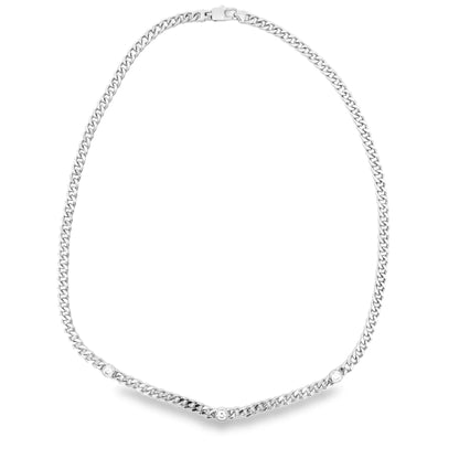 Thin Triple CZ Gemstone Cuban Link Bracelet