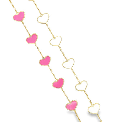 Enamel Colored Heart Bracelet (H174)