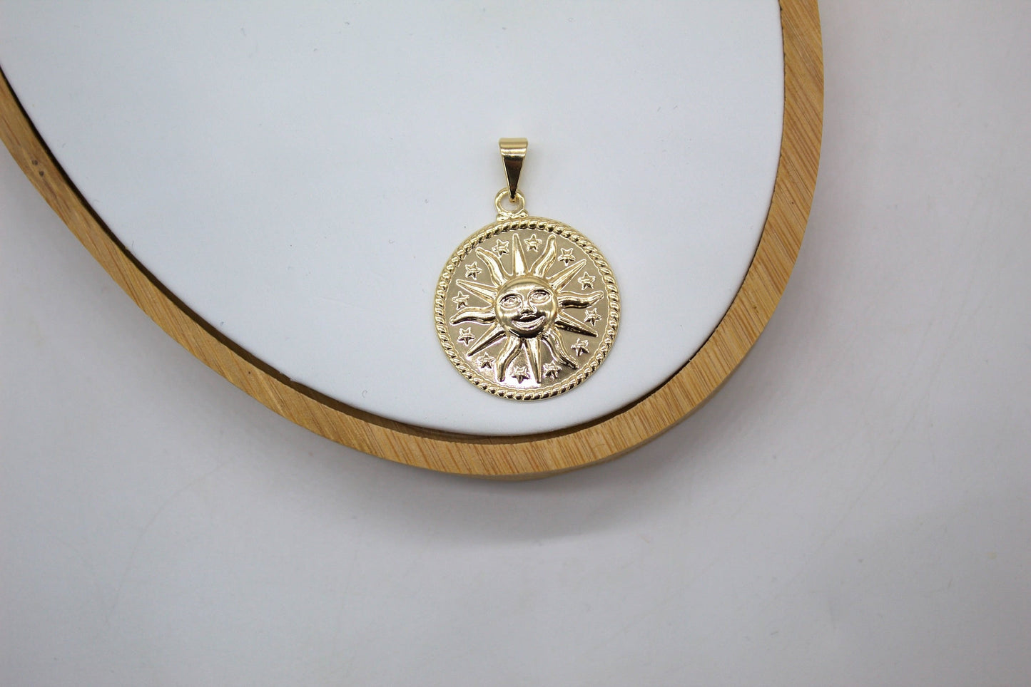18K Gold Filled Sun Medallion Pendant