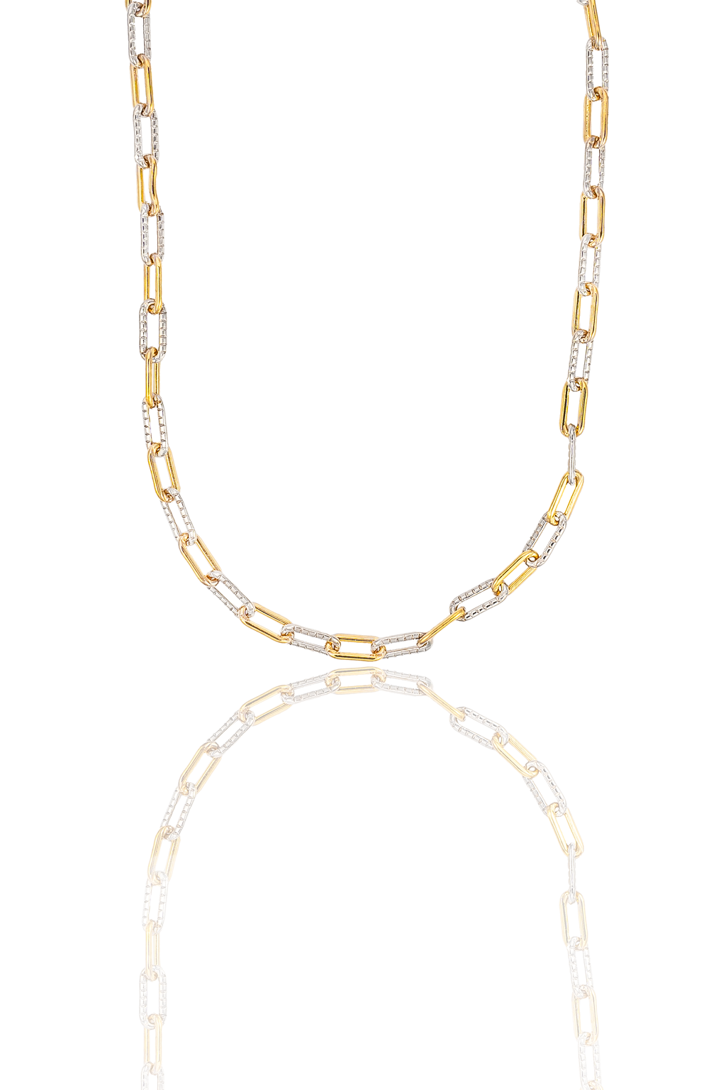 Two Tone Textured Paperclip Bracelet