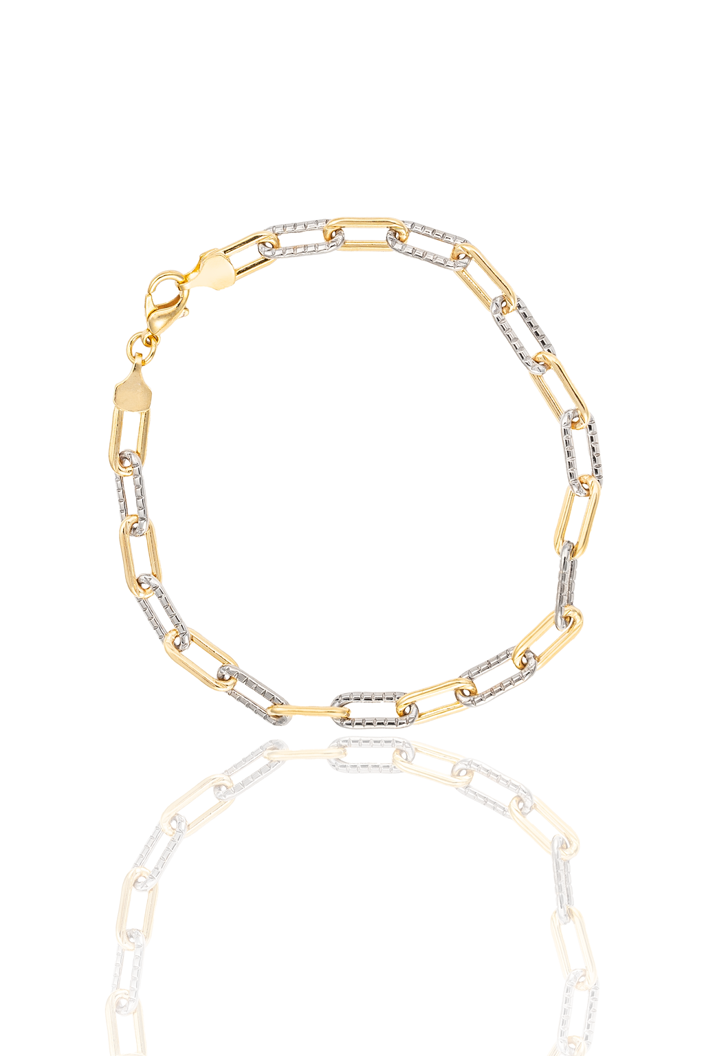 Two Tone Textured Paperclip Bracelet