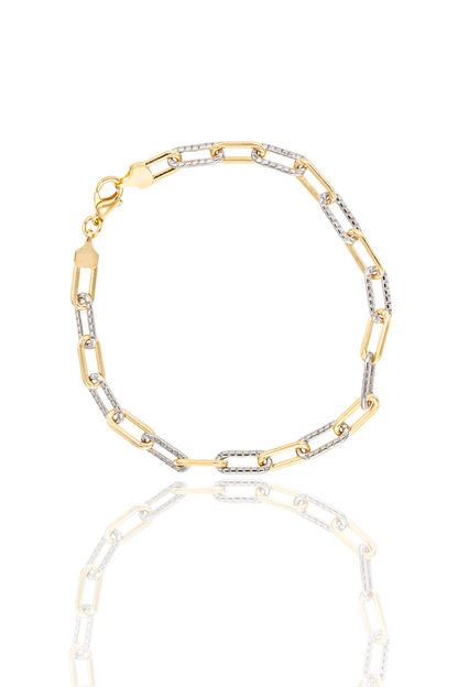 Two Tone Textured Paperclip Bracelet