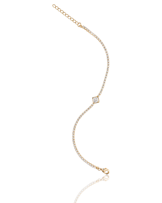 2mm Tennis Diamond Shape Stone Charm Bracelet