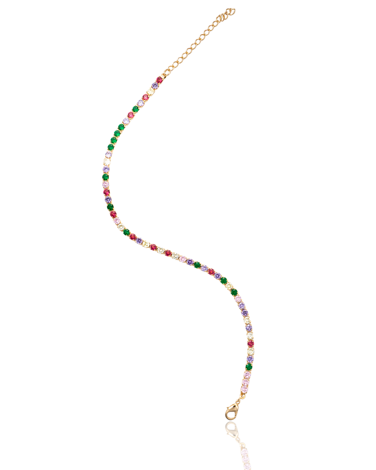 3mm Round Multicolor CZ Tennis Bracelet