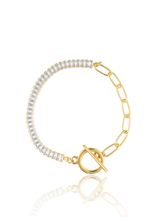 Paperclip & Baguette Toggle Bracelet