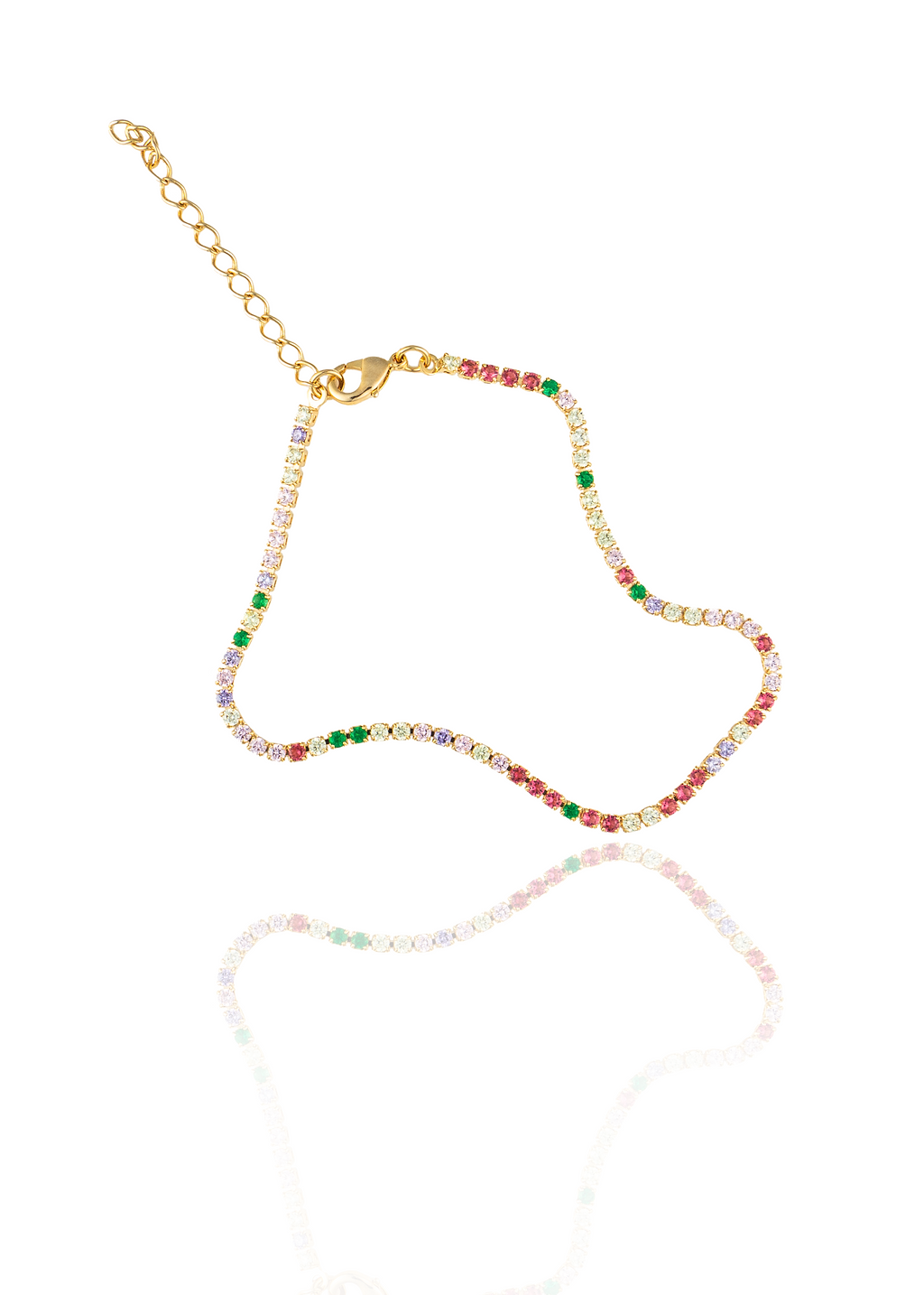 2mm Tennis Necklace Choker With Multicolor Round Clear Cubic Zirconia Stones (G209)