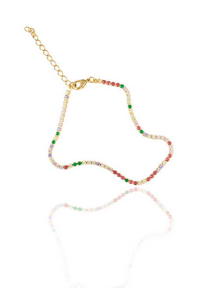 2mm Tennis Necklace Choker With Multicolor Round Clear Cubic Zirconia Stones (G209)