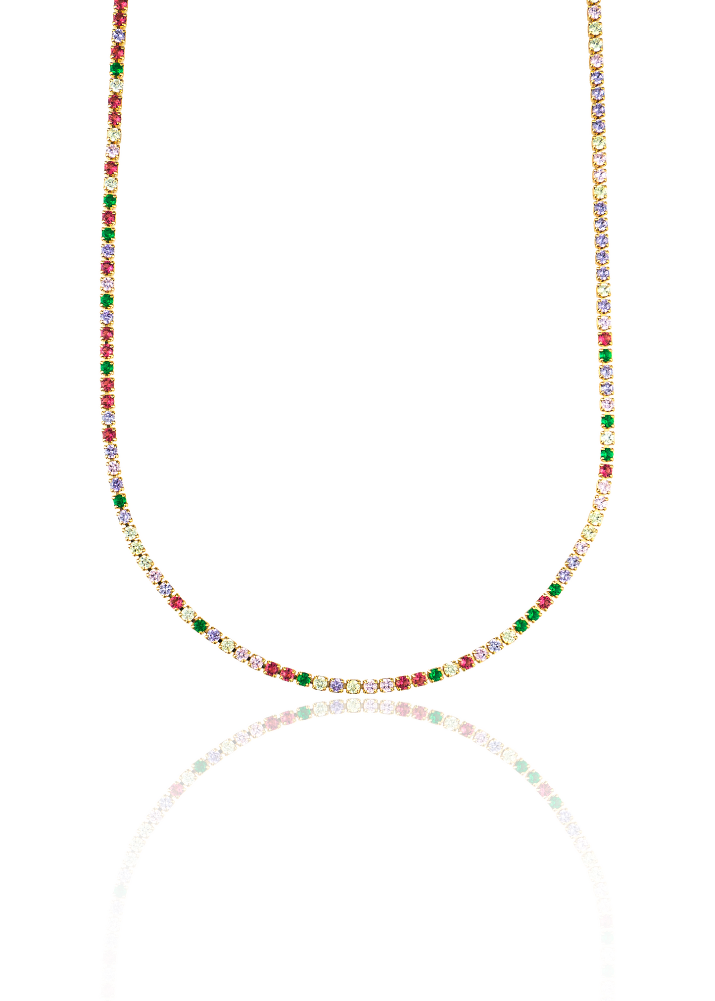 Tennis Chain With Multicolor Round Clear Cubic Zirconia Stones