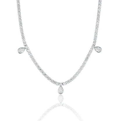 Dainty Round CZ Bracelet With Dangle Tear Drop CZ Stones