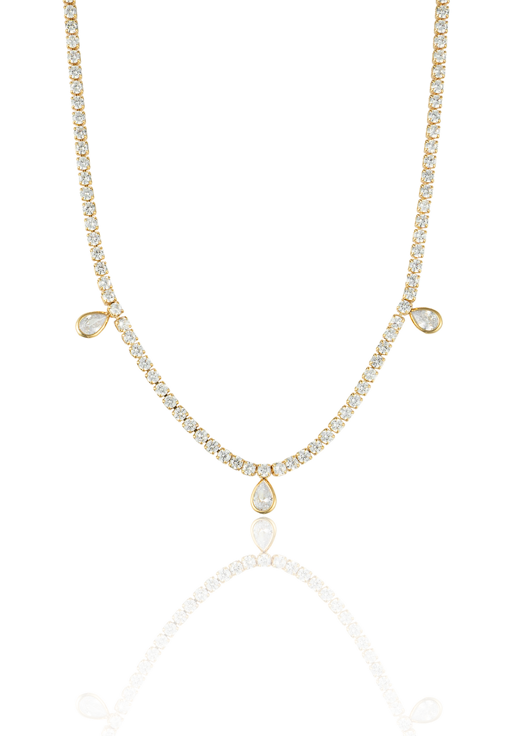 Dainty Round CZ Bracelet With Dangle Tear Drop CZ Stones