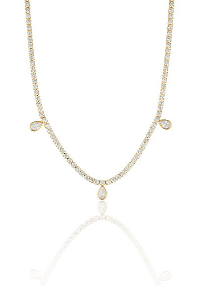 Dainty Round CZ Bracelet With Dangle Tear Drop CZ Stones