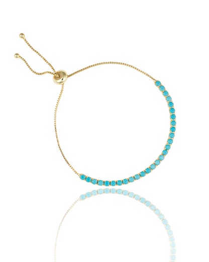 Adjustable Box Chain Bracelet With Round Clear CZ Stones