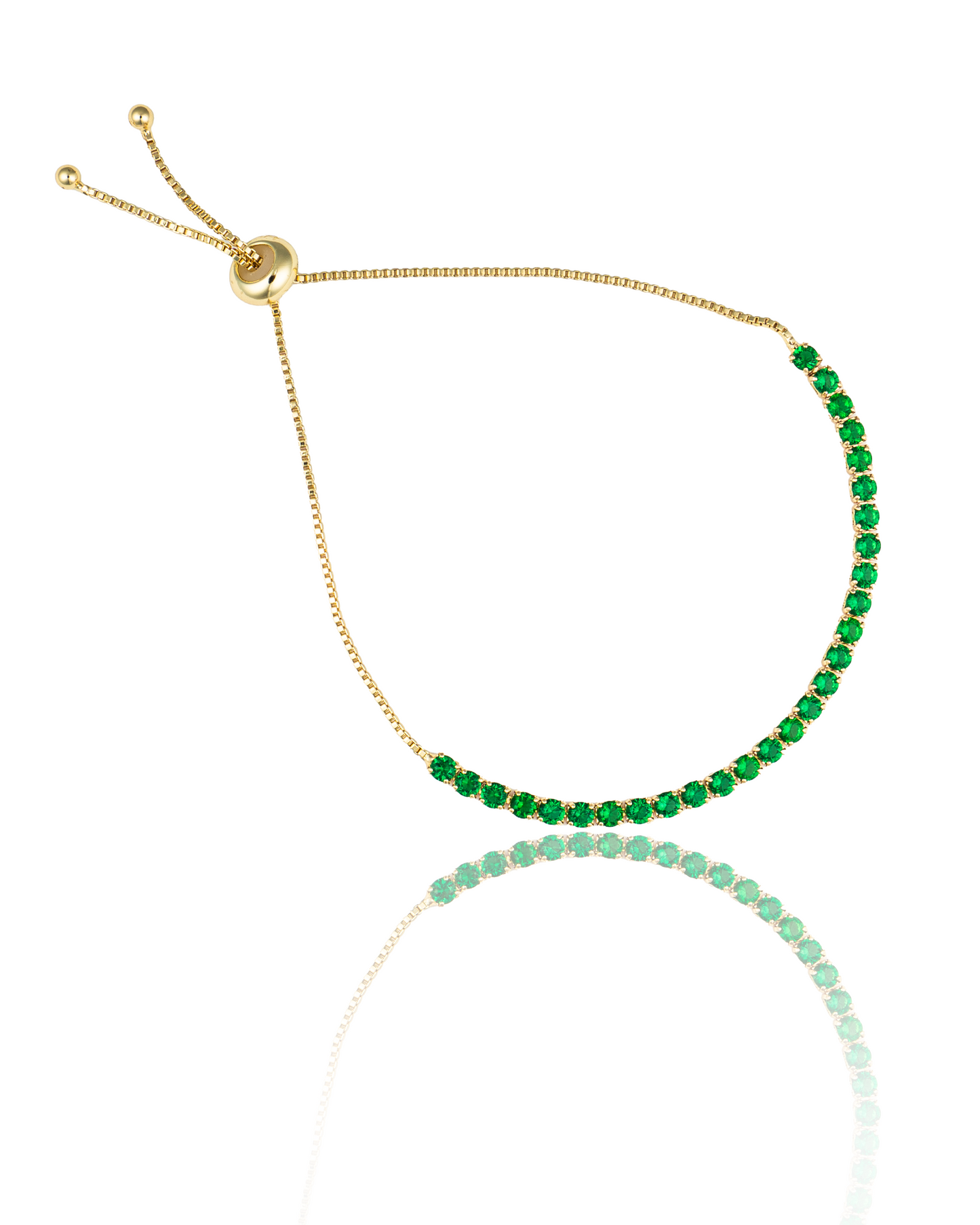 Adjustable Box Chain Bracelet With Round Clear CZ Stones