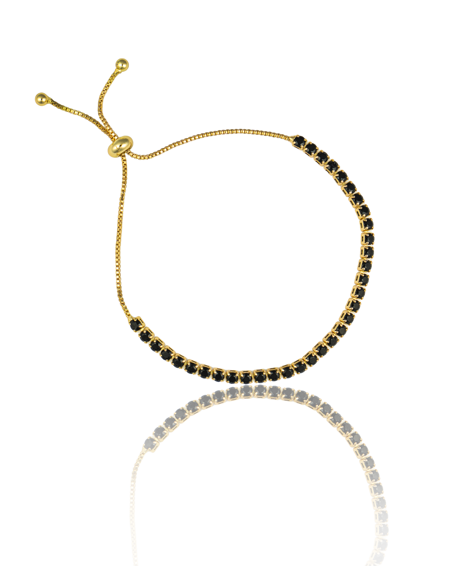 Adjustable Box Chain Bracelet With Round Clear CZ Stones