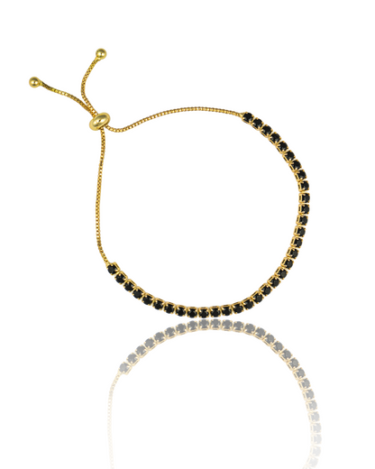 Adjustable Box Chain Bracelet With Round Clear CZ Stones