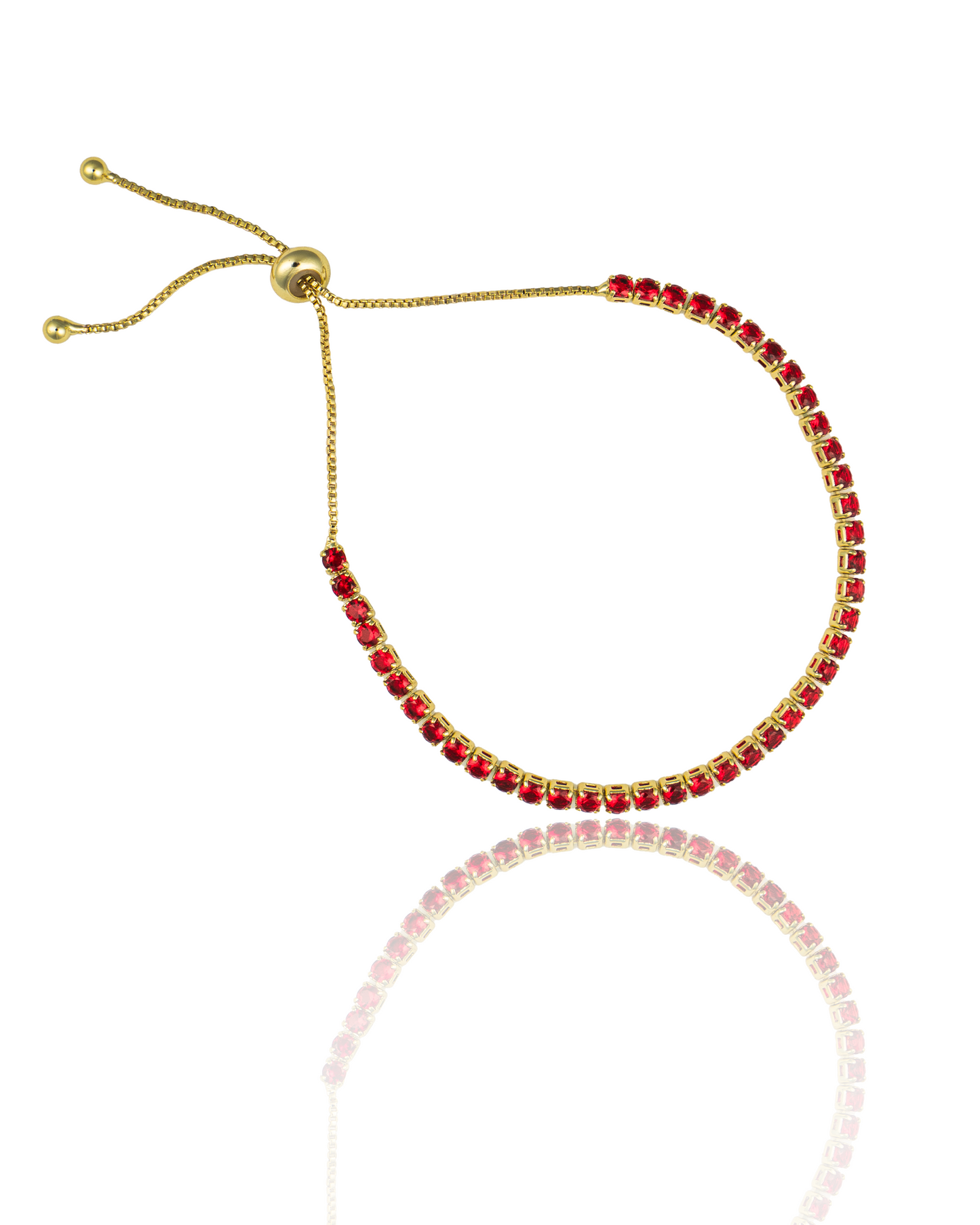 Adjustable Box Chain Bracelet With Round Clear CZ Stones