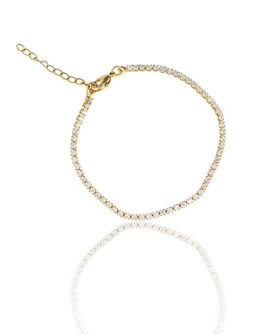 Dainty 2mm Clear Round CZ Stones Bracelet