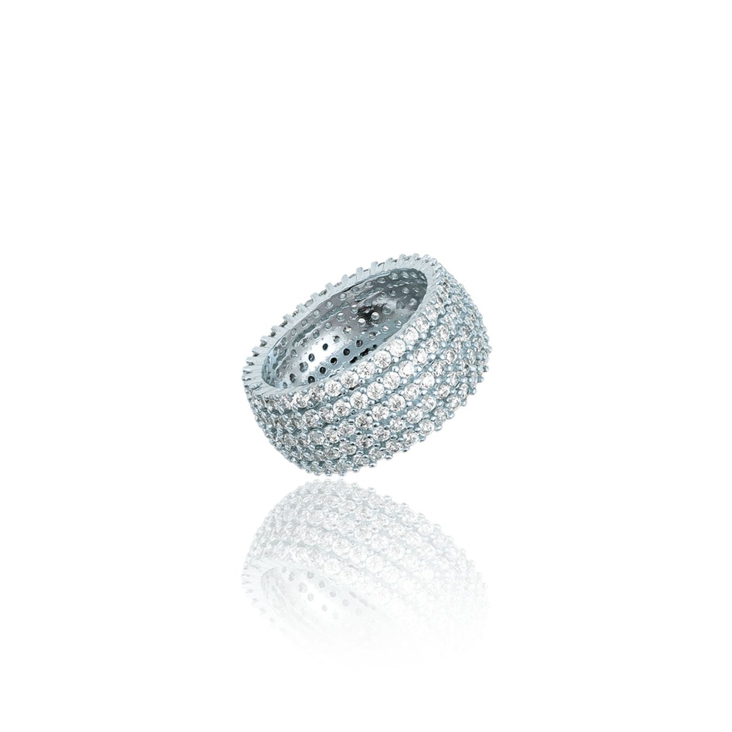 Thick Micro Pave CZ Stones Ring Band