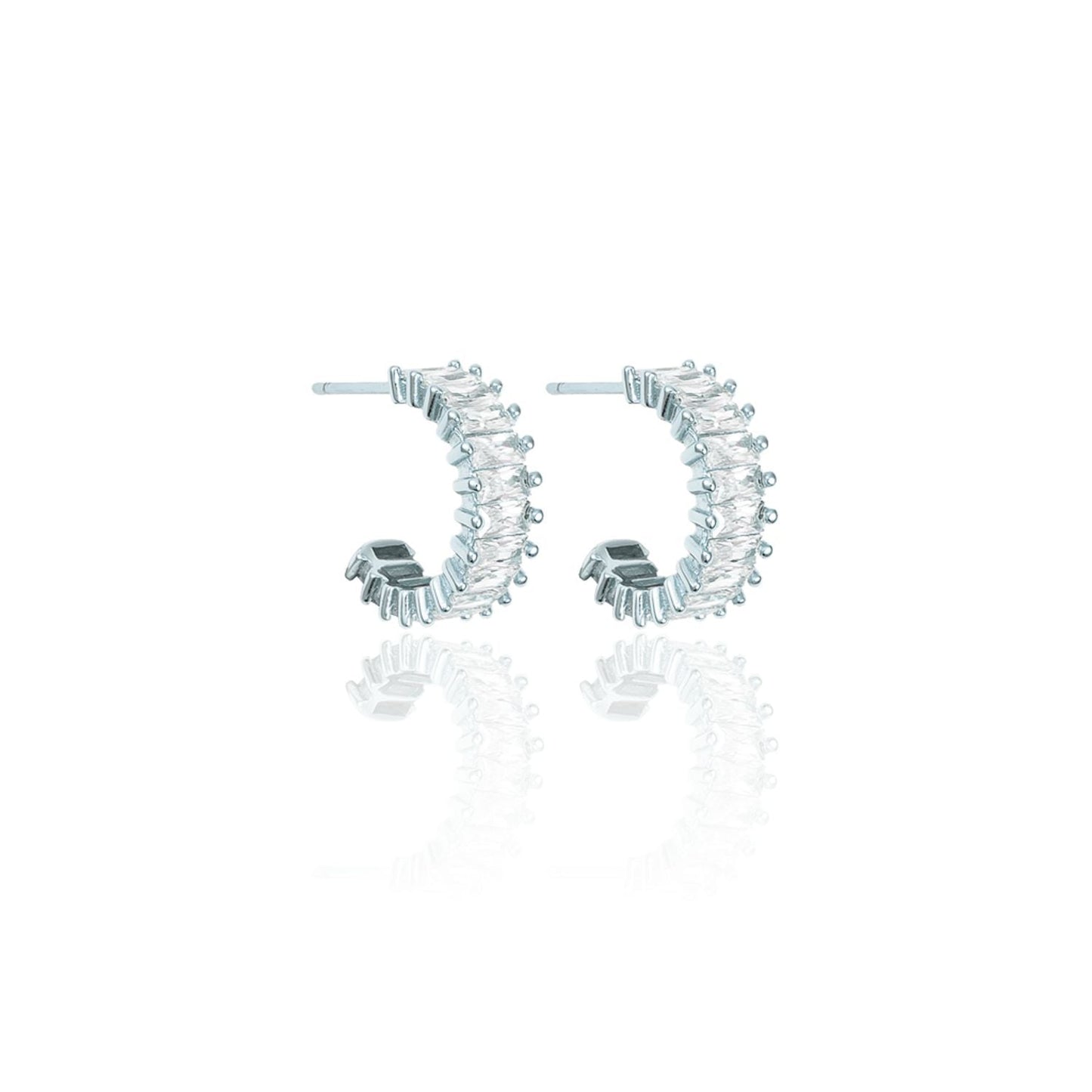 Baguette Cz Open Hoop Earrings