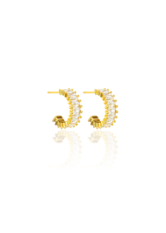 Baguette Cz Open Hoop Earrings