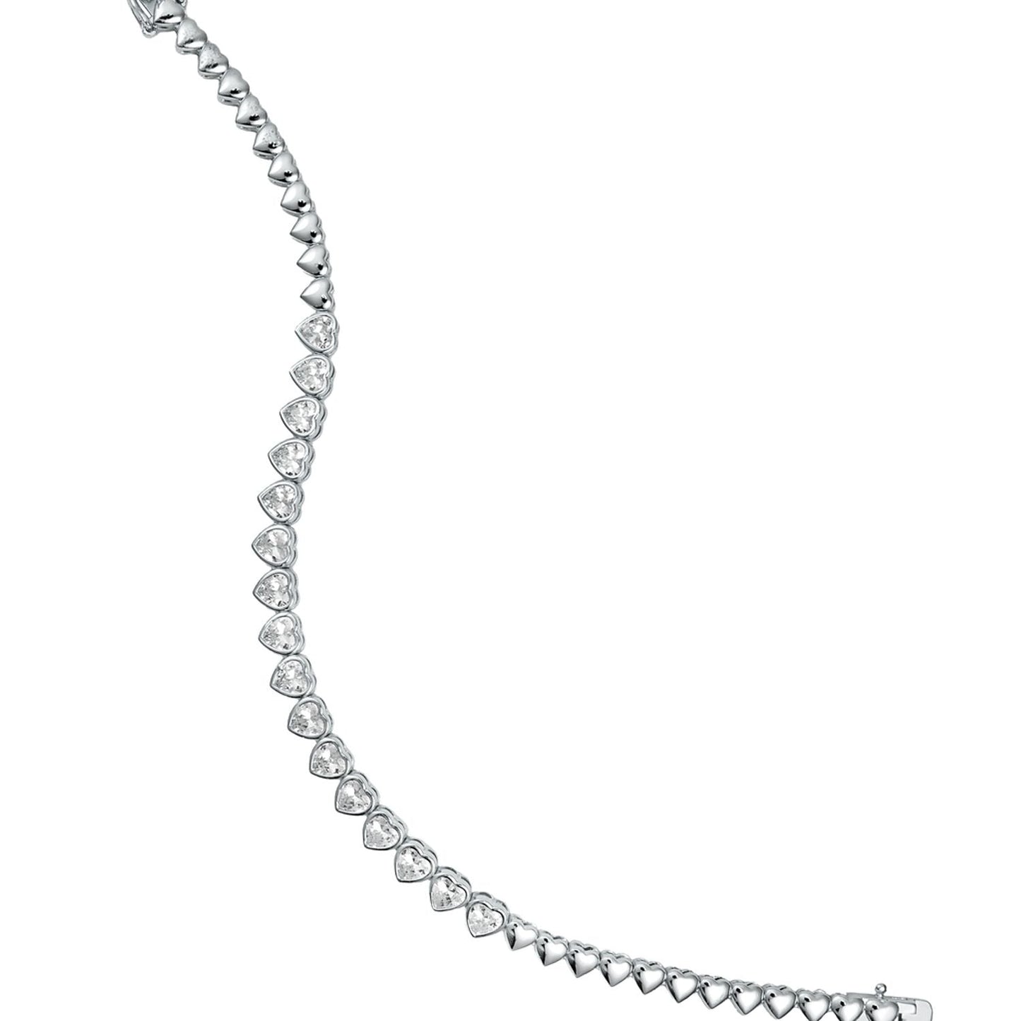 5mm Heart Bezel CZ and Plain Heart Tennis Necklace / Bracelet (H102)