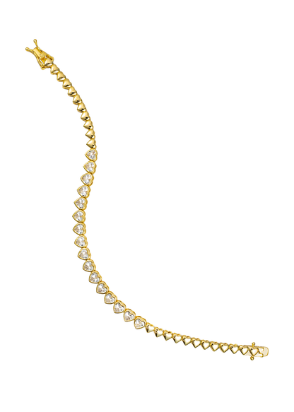 5mm Heart Bezel CZ and Plain Heart Tennis Necklace / Bracelet (H102)
