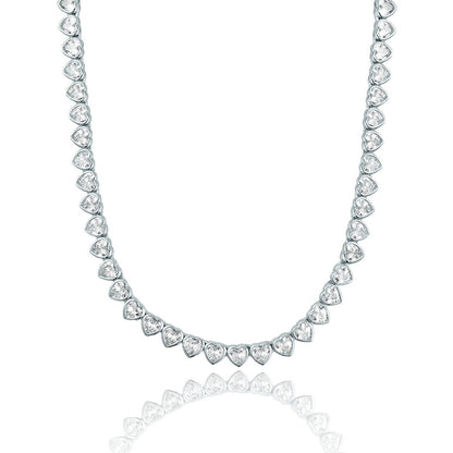 5mm Heart Bezel CZ and Plain Heart Tennis Necklace / Bracelet (H102)