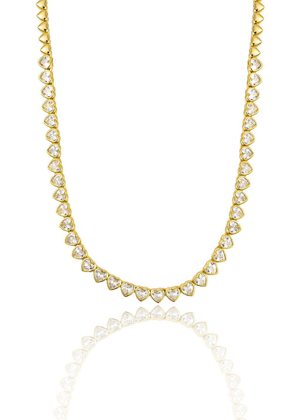 5mm Heart Bezel CZ and Plain Heart Tennis Necklace / Bracelet (H102)