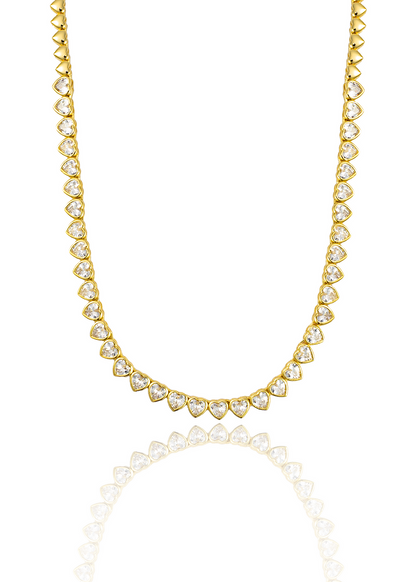 5mm Heart Bezel CZ and Plain Heart Tennis Necklace / Bracelet (H102)