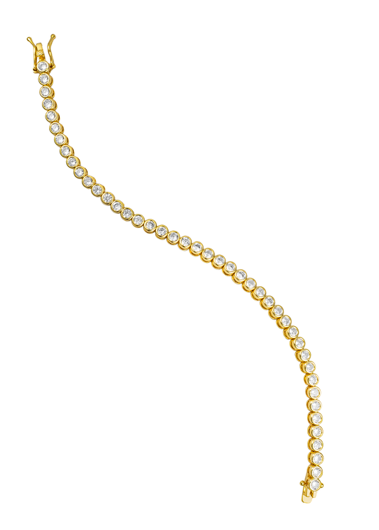 4mm Round Cubic Zirconia Bezel Tennis Bracelet