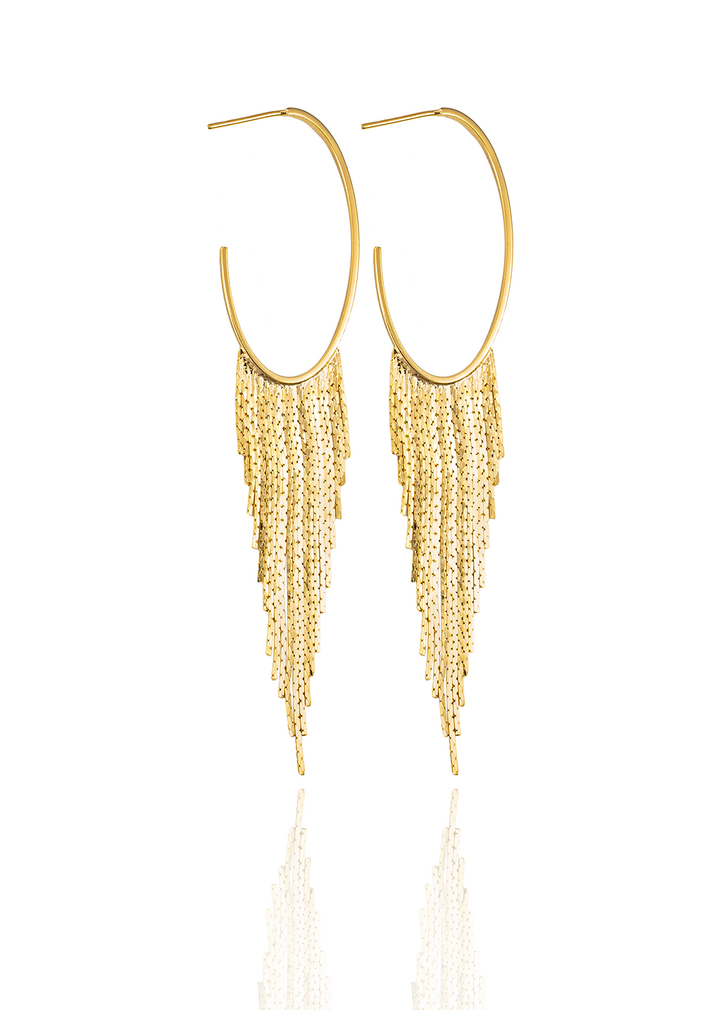 Diamond Cut Tassel Open Dangle Drop Hoops