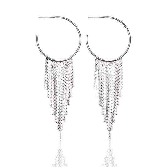 Round hoop earrings with tassel