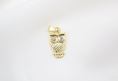 18K Gold Filled Owl Pendant With CZ Stones Eyes
