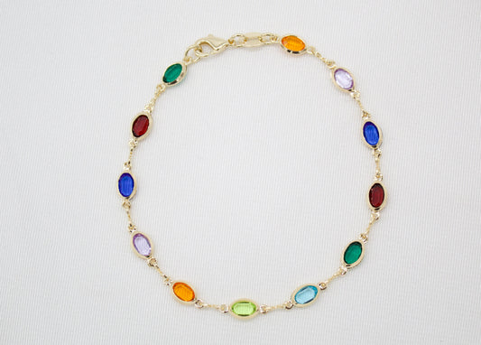 Oval DARK COLORFUL Charm Bracelet