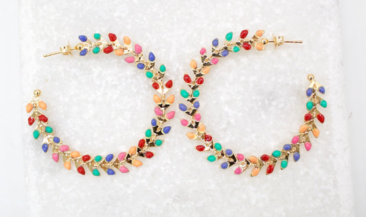 18K Gold Filled Enamel Arrow Open Hoop Earrings