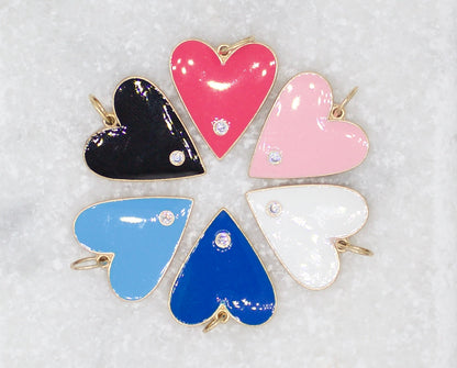 18K Gold Filled Large Heart With Cubic Zirconia Stone