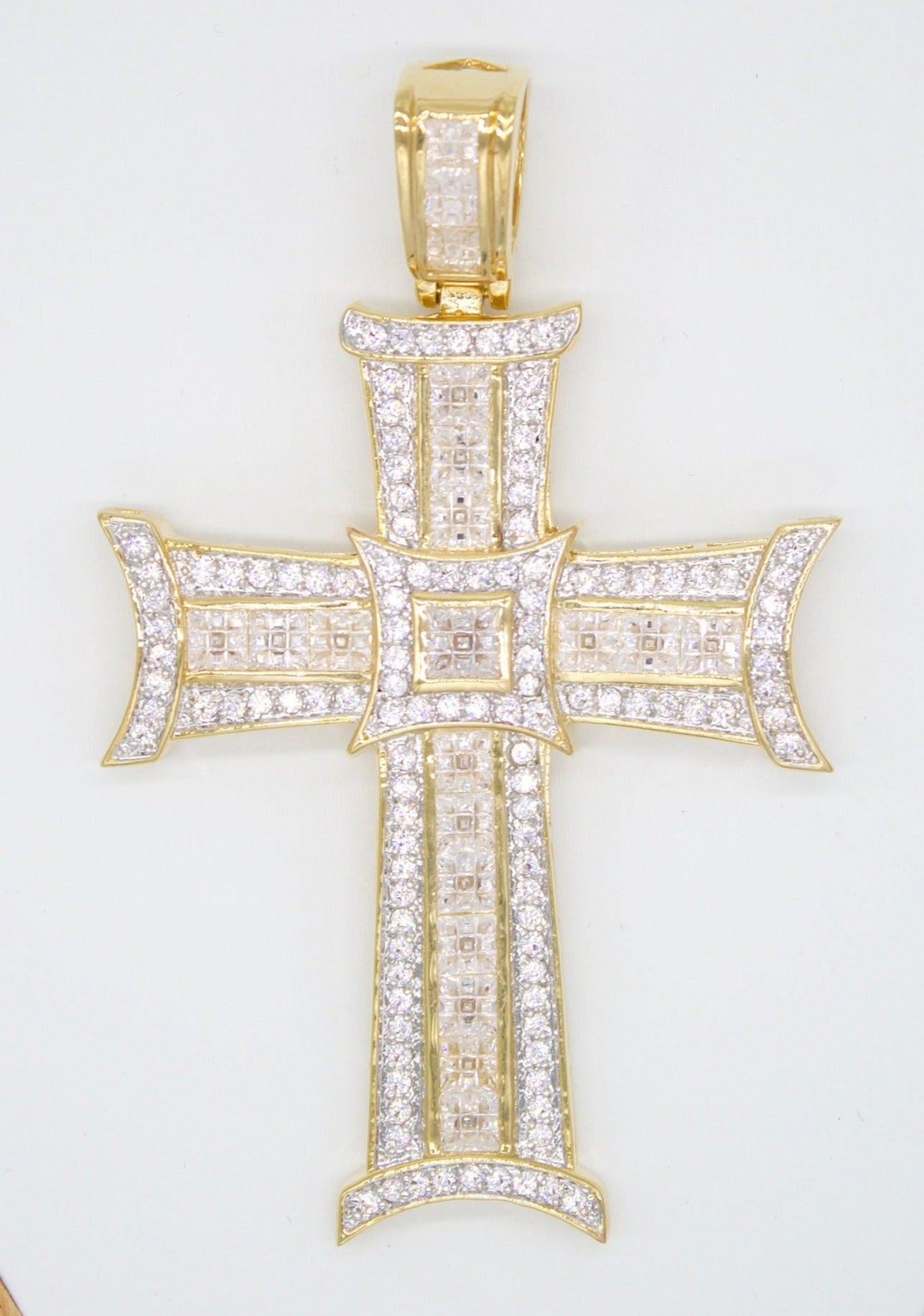 Gold Filled Giant Pavel Cross Pendant with CZ