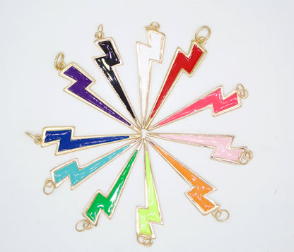 18K Gold Filled Colorful Enamel Lightning Thunder Bolt Pendant