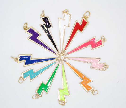 18K Gold Filled Colorful Enamel Lightning Thunder Bolt Pendant