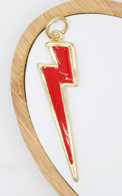 18K Gold Filled Colorful Enamel Lightning Thunder Bolt Pendant