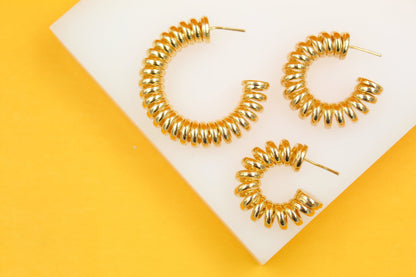 18K Gold Filled Spring Tied Hoops (J221)