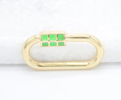 18K Gold Filled Carabiner Lock Pendant Charm Multicolor