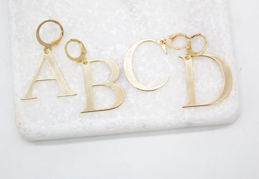 18K Gold Filled Letter A-Z Letter Pendant French Hook