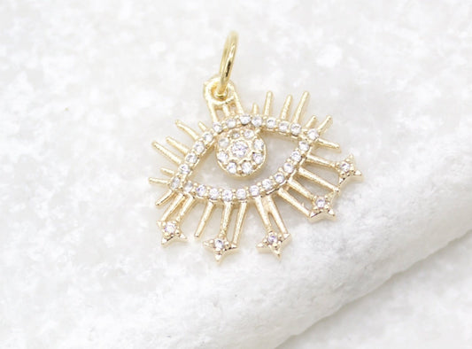 18K Gold Filled CZ Stone Evil Eye Pendant