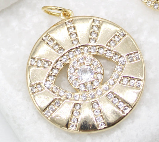 18K Gold Filled Evil Eye With CZ Stones